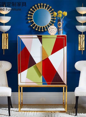 美式轻奢简约后现代餐厅酒柜书柜装饰柜餐边柜收纳柜ZY33