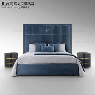加寬大床f37 輕奢現代大氣1.8米1.5雙人高箱實木棉麻軟包主臥美式