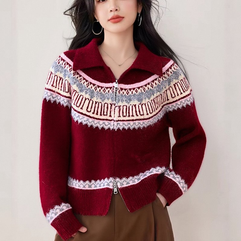 毛衣外套女韩chic秋冬小众百搭复古针织设计感洋气宽松慵懒上衣，女装针织衫/毛衣，衣嘉衣服饰