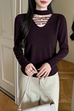 秋冬长袖毛衣镂空圆领洋气针织衫女高级感打底衫内搭外穿，女装针织衫/毛衣，衣嘉衣服饰