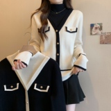 大码女装小香风假两件拼色胖mm显瘦减龄针织衫毛衣上衣女，女装大码女装，衣嘉衣服饰