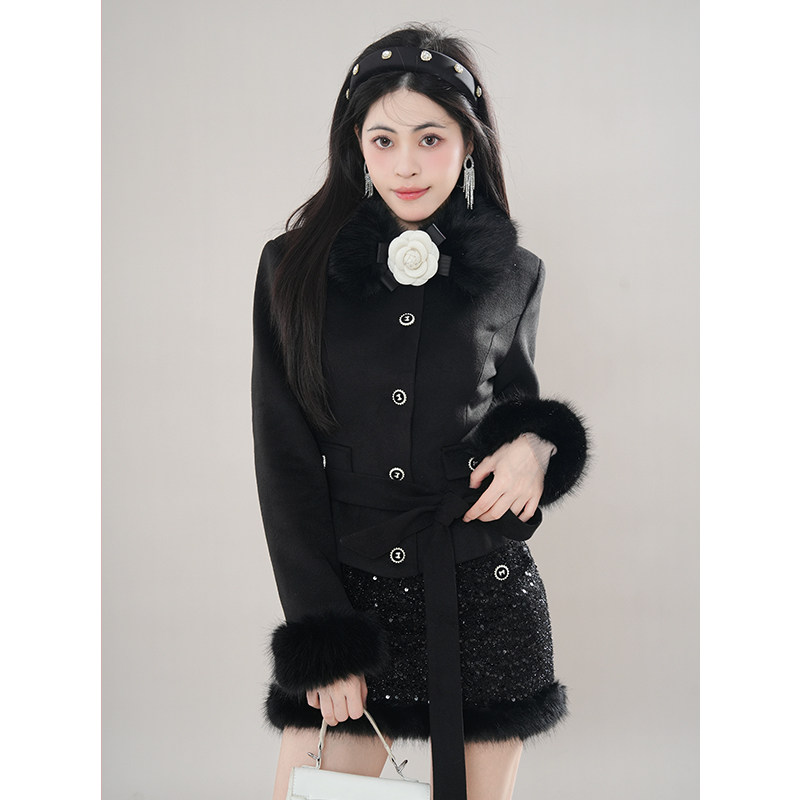 千金风毛呢拼接毛领外套+半裙套装冬季新款高级感加厚两件套女,女装/女士精品,时尚套装,淘宝优惠券,粉丝福利购,淘宝优惠卷