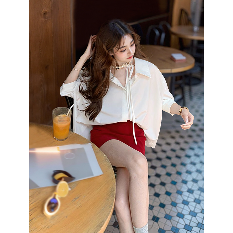 【Ancora秀场衬衫】2025年轻奢感白衬衫春夏季新款短半裙两件套装