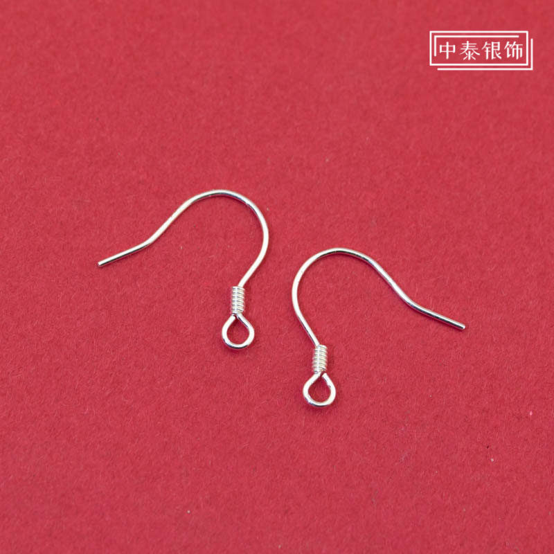 925纯银耳饰配件弹簧耳钩耳勾耳环女DIY手工串珠配饰材料
