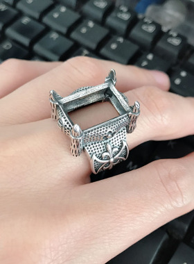 复古夸张欧美风琥珀蜜蜡方形鹰爪