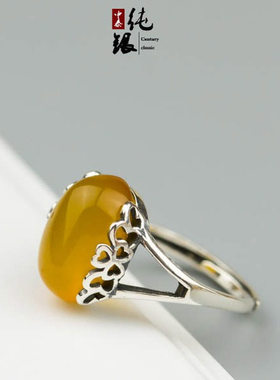 花边时尚风镶嵌琥珀活口戒指托