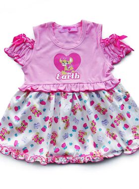 现货 earthmagic EM 夏季女童装印花卡通花朵小熊甜美上衣短袖T恤