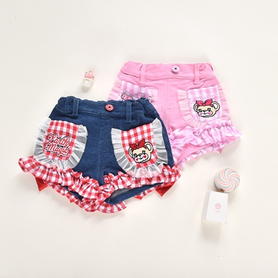 日系潮牌短裤弹力牛仔花边休闲