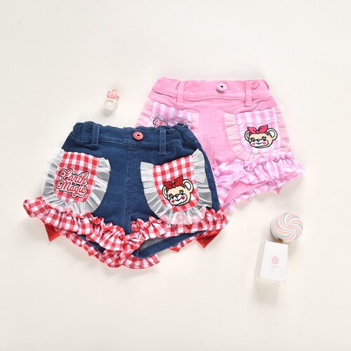 日系潮牌短裤弹力牛仔花边休闲