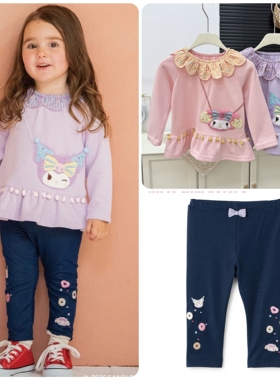 日单baby cheer三丽鸥sanrio女童装儿童卡通长袖挎包T长裤打底裤
