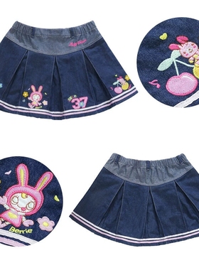 现货mezzopiano钢琴家mp可爱软妹牛仔短裙甜美百褶裙女儿服女童装