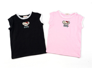 现货 EarthMagic EM同款熊头 儿童女童小熊刺绣纯棉打底短袖T恤