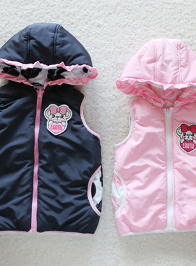 现货 EarthMagic EM熊头同款  儿童两面穿连帽棉马甲挡风保暖背心