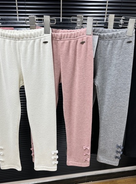 日单mezzo piano钢琴家mp女童吸湿发热蝴蝶结针织打底裤长裤童装