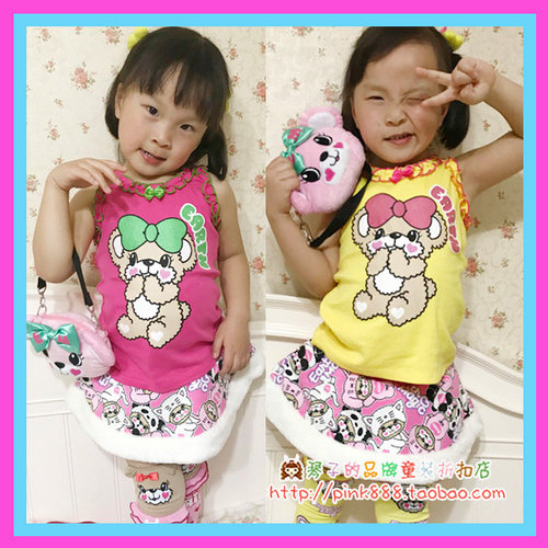 现货同款定制女童卡通熊头背心