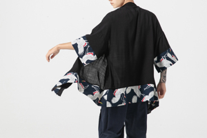 风中长款棉麻风衣汉服道袍仙鹤日系大码披风 F10/P65图片