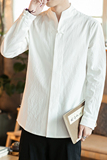 秋冬唐装男衬衫长袖中式复古汉服男风盘扣衬衫C33/P65，男装衬衫，钱塘713