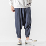 20秋冬日系复古棉麻哈伦九分裤大码风休闲灯笼裤K121/P60，男装休闲裤，钱塘713