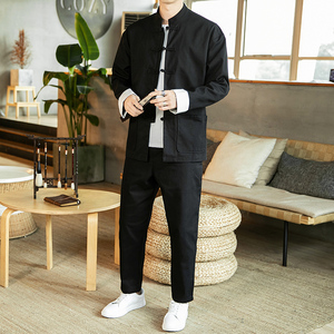 风长袖套装男式唐装古装禅茶服秋季汉服古风情侣  TZ06/P145图片