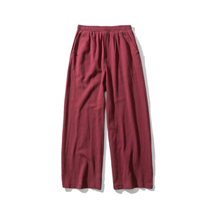 春夏风个性汉服阔腿麻裤宽松直筒休闲裤男女喇叭裙裤 K51/P75图片