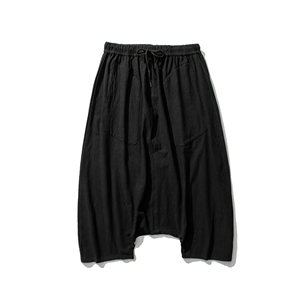 20夏季 日系风棉麻直筒休闲裤宽松8分阔腿吊裆裤沙滩 K78/P55图片