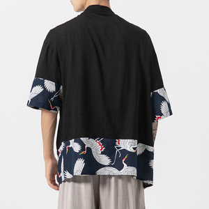 道袍男七分袖开衫男薄款复古日系和服开衫道袍防晒夹克 F11/P60图片