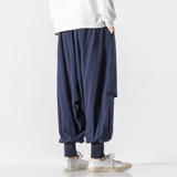 20秋冬大码风亚麻棉麻休闲宽松哈伦仙鹤裙裤汉服K113/P80，男装休闲裤，钱塘713