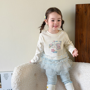 蔗梨童装女童套装春装2026新款洋气儿童衣服婴儿女宝外套裤子t恤