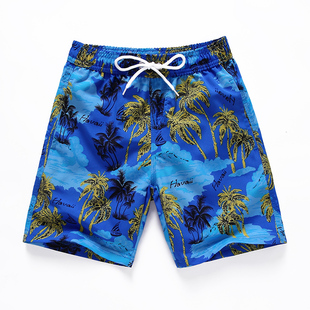 夏季家庭装沙滩裤海滩休闲温泉裤沙滩泳裤亲子速干五分度假温泉