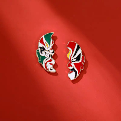 脸谱小胸针中国风个性勋章男女别针创意金属徽章衣服背包帽子装饰