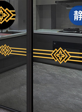 玻璃门防撞腰线提示贴纸警示装饰家用厨房阳台移动门贴花线条静电