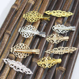 古风鸭嘴夹混款diy饰品配件蝴蝶发夹镂空祥云花片发簪古风头饰