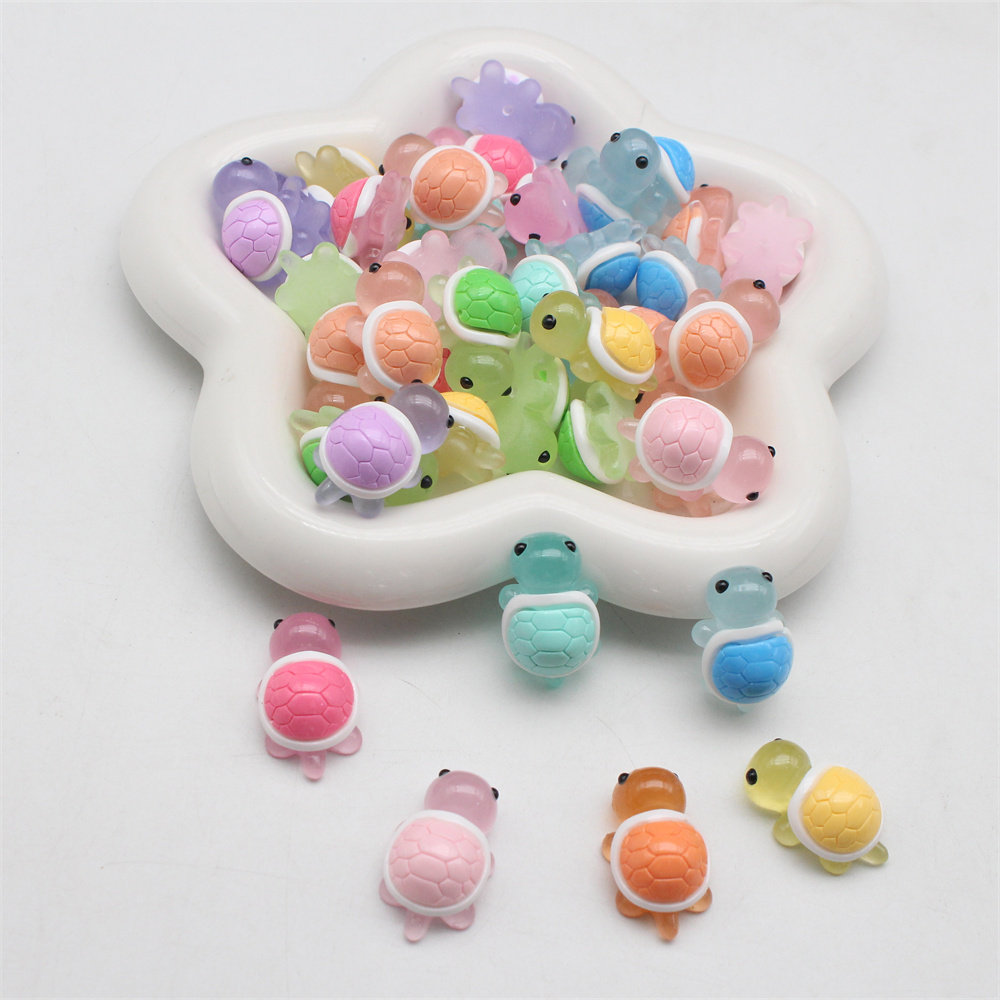 仿真夜光半孔可爱小乌龟树脂DIY手工串珠笔配件装饰物微景观摆件