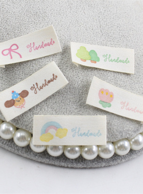 新款可爱小狗蝴蝶结织唛标签布标 diy发圈发卡手工材料服饰配件