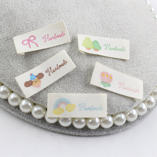 新款可爱小狗蝴蝶结织唛标签布标 diy发圈发卡手工材料服饰配件