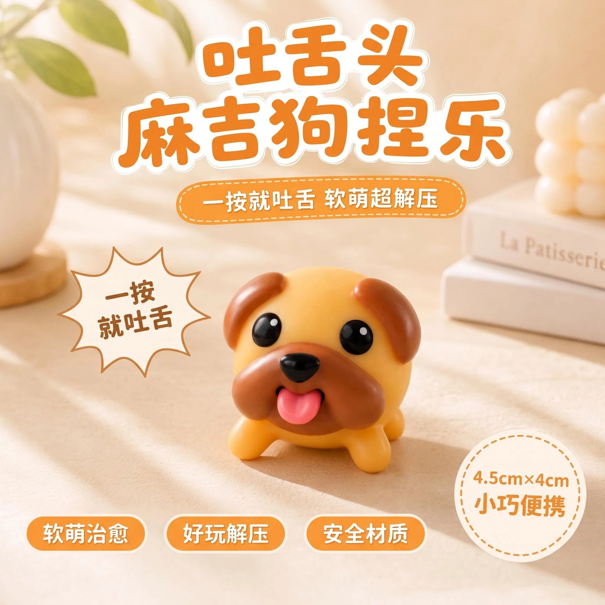 新款麻吉狗吐舌头钥匙扣创意解压搪胶小狗挂件新奇特可爱包包挂饰