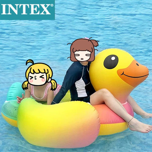 正品INTEX加厚黄鸭浮床亲子坐骑