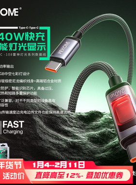 WEKOME七彩氛围灯数据线CTOC充电线适用于苹果iphone12-17华为荣耀安卓usb-typec手机笔记本电脑平板ipad快充