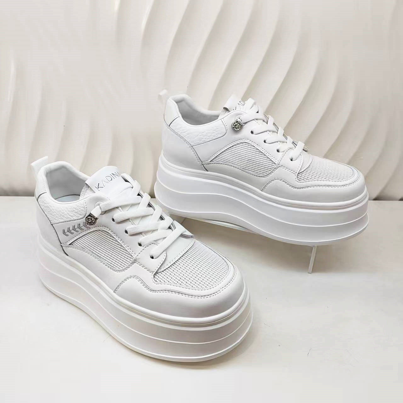 KCM262203卡迪娜专柜正品26夏网面透气运动小白鞋厚底休闲女鞋