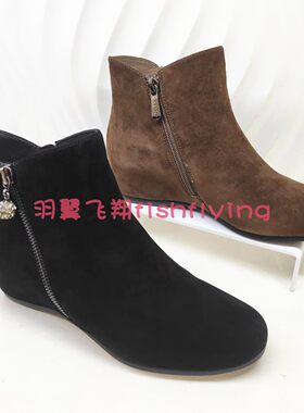 HA247131哈森专柜正品时装靴24冬新靴子内增高羊反绒女踝靴女单鞋