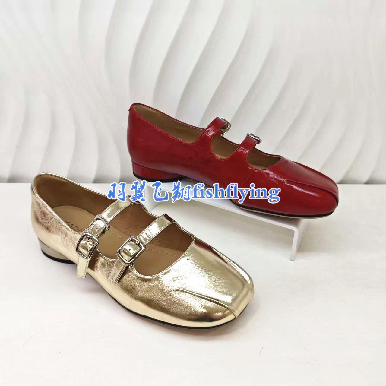KS266121卡迪娜专柜正品2026春夏季低跟金色红色亮皮玛丽珍女单鞋