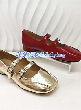 KS266121卡迪娜专柜正品2026春夏季低跟金色红色亮皮玛丽珍女单鞋