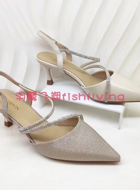 哈森女鞋专柜正品2023夏新款高跟尖头细带中后空女凉鞋HM232517