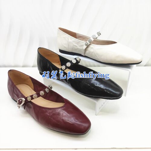 HS267401正品Harson/哈森25秋新休闲一字带方头低跟玛丽珍女单鞋