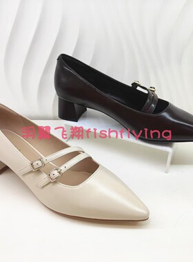 KL256503卡迪娜专柜正品2025春秋季新款粗跟尖头细带玛丽珍女单鞋