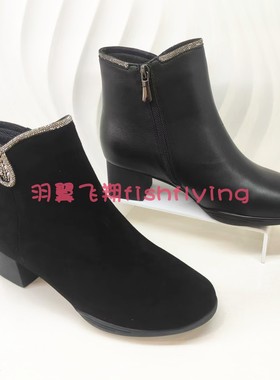 KA241547卡迪娜专柜正品2024冬靴新橡胶软底粗方跟水钻时装女短靴