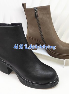 KA254101卡迪娜专柜正品2025冬新款舒适时尚圆头粗跟通勤女短靴