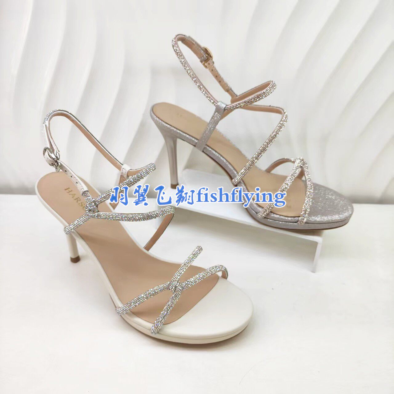 HM267123正品Harson/哈森26夏新细高跟细带满钻防水台时装女凉鞋