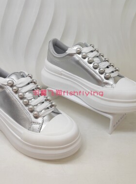 卡迪娜专柜正品断码超轻舒适厚底运动休闲珍珠扣小白鞋KC220402