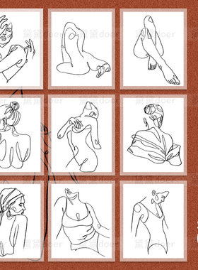 20SVG矢量手绘黑色线描性感女性线条艺术激光雕刻PNG透明设计素材